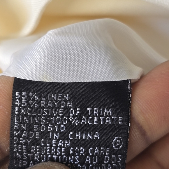 $240 Nipon Boutique Linen Blend Blazer Jacket Women 6 Lace Flare Sleeve Eyelet - Picture 11 of 14